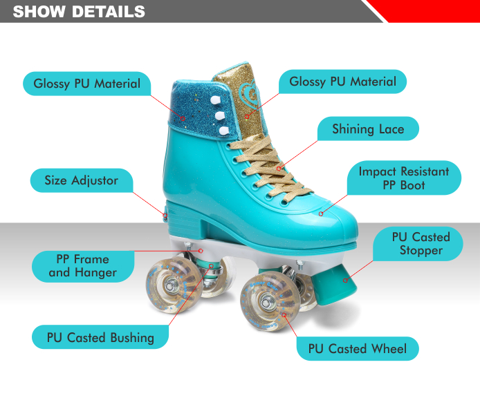 Justerbar Hardboot Glossy Quad Roller Skate